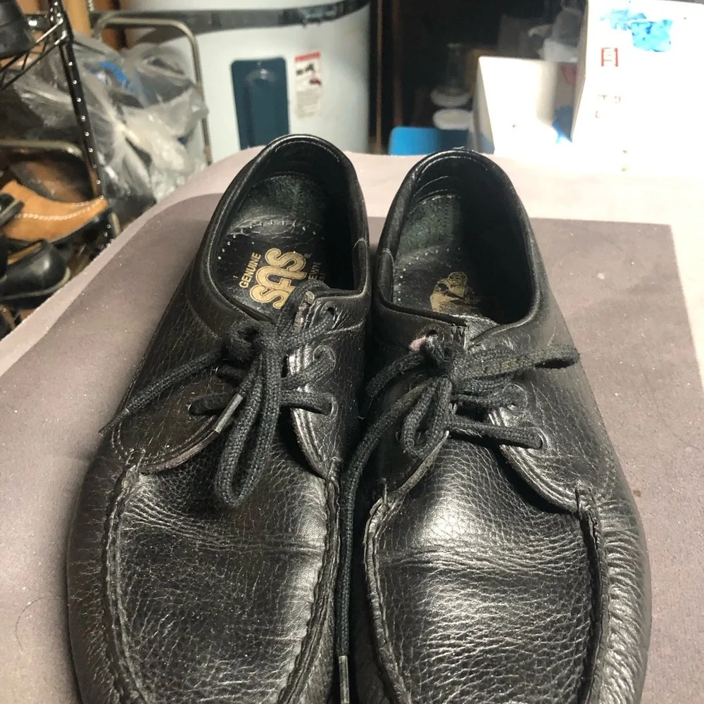 SAS Amigo Men’s Black Leather Slip-On Lace oxfords Loafers Shoes Size 10.5W